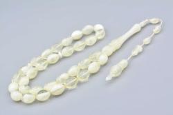 Usta İşi Sistemli Beyzi Kesim Hareli Beyaz Uçak Camı Tesbih