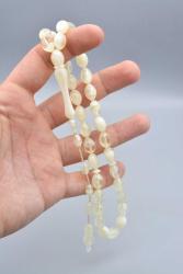 Usta İşi Sistemli Beyzi Kesim Hareli Beyaz Uçak Camı Tesbih