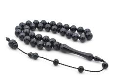 Antika - Usta İşi Sistemli Sığırcık Kesim Siyah Uçak Camı Tesbih - kitantik - kitaLog