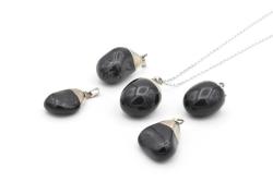 Hakiki Doğal Siyah Turmalin Taşı Kolye Ucu