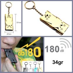 OMENİV'DEN 180 DESİBEL ÇELİK DÜDÜK KOLYE ANAHTARLIK OUTDOOR KAMP İLYARDIM GOLD