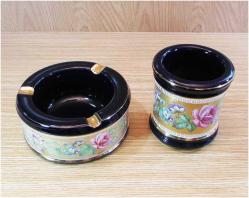 ViNTaGe İTALYAN FLORENTİNE KoBaLT PoRSeLeN BÜYÜK KÜLLÜK ve MUMLUK..