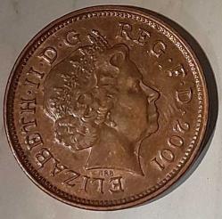 2 Pence  2001  United Kingdom /Birleşik Kırallık  Elizabeth II 4th portrait; magnetic
