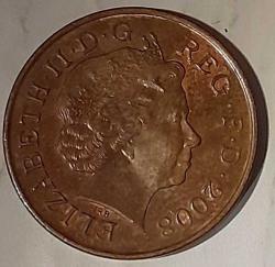 2 Pence  2008 United Kingdom /Birleşik Kırallık  Elizabeth II (4th portrait; Royal Shield)