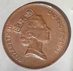 2 Pence 1992 United Kingdom /Birleşik Kırallık Elizabeth II (3rd portrait; magnetic)