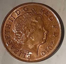 2 Pence  2010 United Kingdom /Birleşik Kırallık  Elizabeth II (4th portrait; Royal Shield)