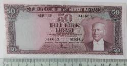 5.EMİSYON 4.TERTİP 50 TÜRK LİRASI KAĞIT PARA ÇİLALTI NATÜREL SERİ U2 044683 ÇOK NADİRDİR