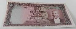 5.EMİSYON 4.TERTİP 50 TÜRK LİRASI KAĞIT PARA ÇİLALTI NATÜREL SERİ U2 044683 ÇOK NADİRDİR