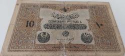 MEHMET REŞAT 4 ŞUBAT 1332 10 ON LİRA (LİVRE) A.01.7979 SERİ NOLU ORİJİNAL NATÜREL KAĞIT PARA KATALOK,1700 DOLAR ÇOK NADİR