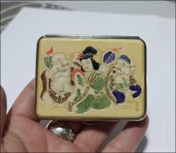 Antika 1950 ler 970 Gümüş ve İvory kemik Malzemeden Sigara Tablası Kutu Japonya Çok Nadir