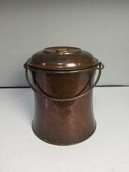 Antika Avrupa Kapaklı Bakır Kova Tencere