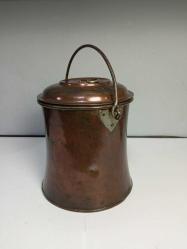 Antika Avrupa Kapaklı Bakır Kova Tencere