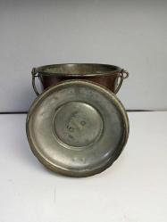 Antika Avrupa Kapaklı Bakır Kova Tencere