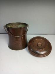 Antika Avrupa Kapaklı Bakır Kova Tencere