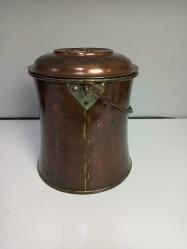 Antika Avrupa Kapaklı Bakır Kova Tencere