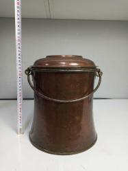 Antika Avrupa Kapaklı Bakır Kova Tencere