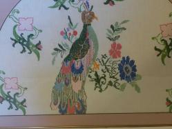 Bez Üzerine El İşleme Tavus Kuşu Kanaviçe Tablo