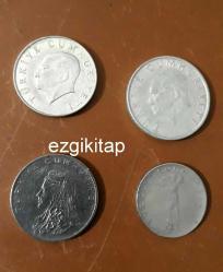 15 adet madeni türk lirası madeni para (1000 lira 500 lira 1 lira 50 lira 5000 lira...)