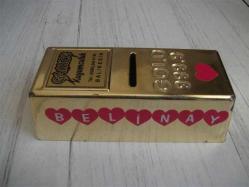 KOLEKSİYONLUK  ALTIN KÜLÇESİ FORMLU PLASTİK KUMBARA - 6,5X15 CM