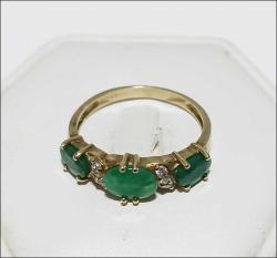 Antika - Vintage  14K 14 Ayar Altın Zümrüt ve Zirkon Taşlı Yüzük - kitantik - kitaLog