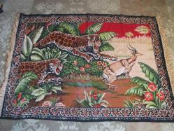 Antika - BASKI - LEOPAR VE GEYİK RESİMLİ DUVAR HALISI - 96X137 CM - kitantik - kitaLog