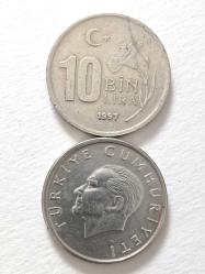 Efemera - 1997 10.000  Lıra  Eskı Madeni Para. Türk Lirası. Cumhuriyet Dönemi Madeni Para . - kitantik - kitaLog