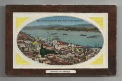 İSTANBUL TOPHANE'DEN BOĞAZİÇİ GÖRÜNÜMÜ PANORAMA OVAL KARTPOSTAL...