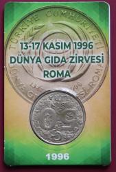 1996 Dünya Gıda Zirvesi - Roma (Tedavül) 50 Bin Lira Hatıra Parası  (ÇİL) Özel Fol Derin'de