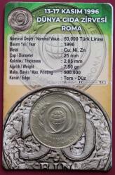 1996 Dünya Gıda Zirvesi - Roma (Tedavül) 50 Bin Lira Hatıra Parası  (ÇİL) Özel Fol Derin'de