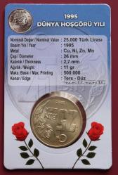 1995 Dünya hoşgörü yılı hatıra parası  (ÇİL) Özel Folderin'de