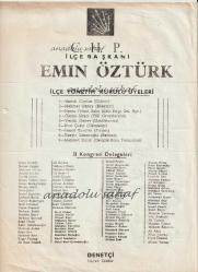 CHP İzmir Ödemiş İlçe Yönetim Kurulu Adayları ve İl Kongresi Delegeleri Adayları Listesi / Başkan: Emin Öztürk  [Cumhuriyet Halk Partisi Tarihi]
