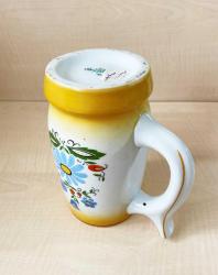 0.5LT AVRUBA EL BOYAMA POLONYA DAMGALI BİRA BARDAĞI KULPLU BARDAK TANKART