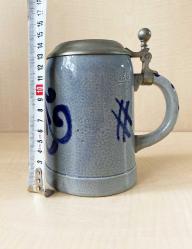 0.5LT AVRUPA EL BOYAMA ETİKETLİ BİRA BARDAĞI KAPAKLI ALMAN TANKART