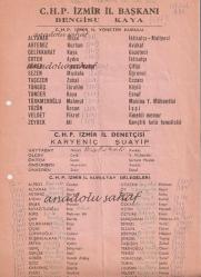 CHP İzmir İl Başkanı Bengisu Kaya, İzmir İl Yönetim Kurulu ve İzmir Kurultay Delegeleri Aday Listesi  [Cumhuriyet Halk Partisi Tarihi]