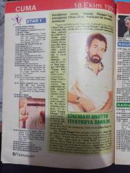 Milliyet Televizyon Dergisi- 18-24 Ekim 1991- Cihan Ünal- Şener Şen- Whitney Houston- Nükhet Duru- Robert Redford- Gülsen Tuncer- Ayşe Mine- Kahraman Afyonoğlu- Şafak Karaman
