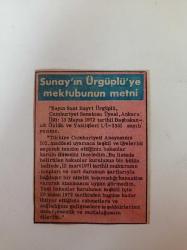 Cevdet Sunay'ın Suat Hayri Ürgüplü'ye Mektubunun Metni - Cumhuriyet Senato Üyesi