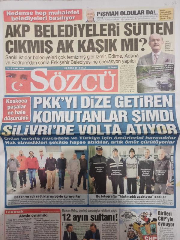 Sözcü Gazetesi 29 Ocak 2013 Serdar Ortaç Hülya Avşar Gizem  