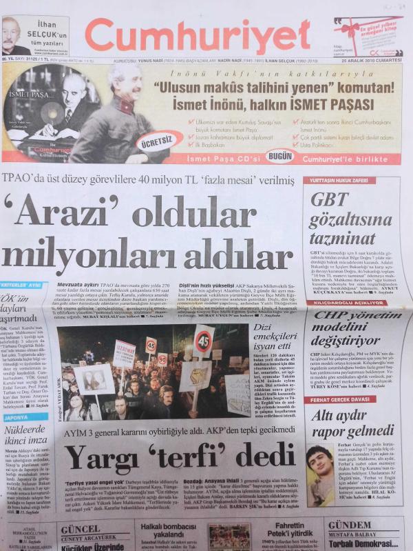 Cumhuriyet Gazetesi 25 Aralık 2010 Recep Tayyip Erdoğan  