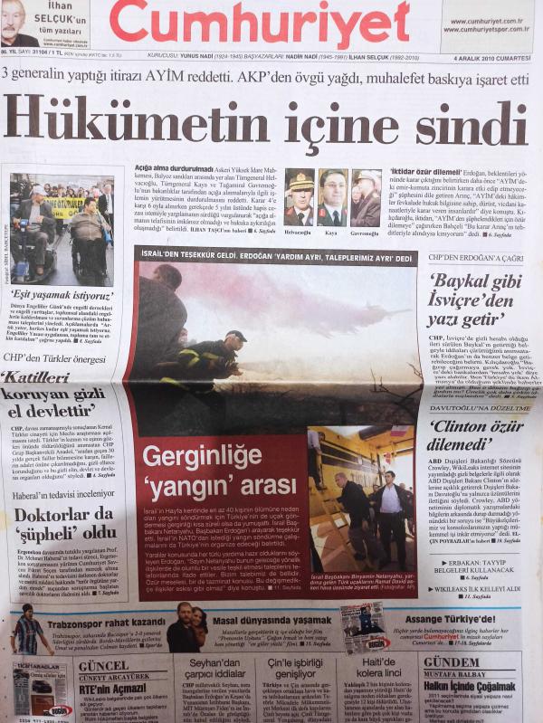 Cumhuriyet Gazetesi 4 Aralık 2010 Ali Sirmen Hikmet  