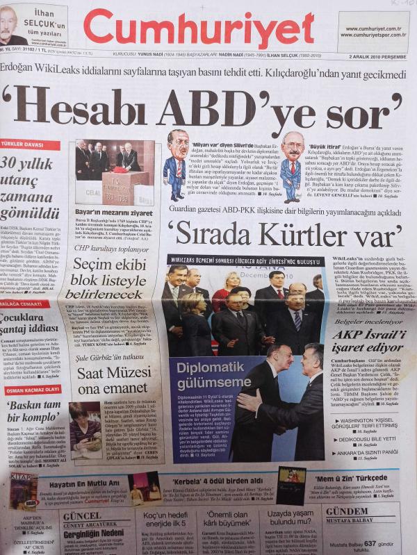 Cumhuriyet Gazetesi 2 Aralık 2010 Mustafa Kumlu Atilla  