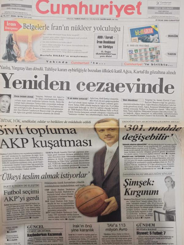 Cumhuriyet Gazetesi 21 Ocak 2006 Recep Tayyip Erdoğan Orhan  