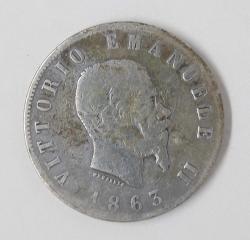 Nümismatik İtalya Gümüş 2 Lire Emanuele II 1863