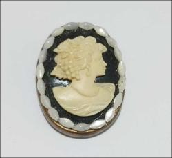 Retro Bakır ve Reçine Cameo Eşarp Tokası