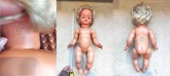1960'LARDAN ÇOK NADİR EMİL SCHWENK DAMGALI ANTİKA ADAYI SERT PLASTİK KANCALI VİNTAGE BEBEK 50 CM
