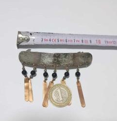 Retro  925 Gümüş Bakır ve Oniks Taşlı Saç Tokası Fransa