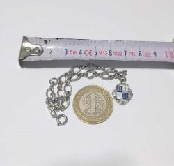 Vintage 10 Ayar Altın 925 Gümüş ve Pırlanta Charm Bilekliği  0090