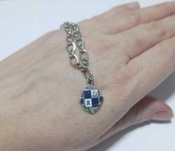 Vintage 10 Ayar Altın 925 Gümüş ve Pırlanta Charm Bilekliği  0090