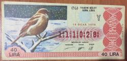 MİLLİ PİYANGO.19.OCAK.1979.KUŞLAR.SERÇE(Y)YARIM BİLET