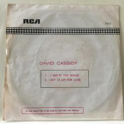 David Cassidy / I Write The Songs - Get It Up For Love / Turkey 1975 / 45rpm / *Soft rock*