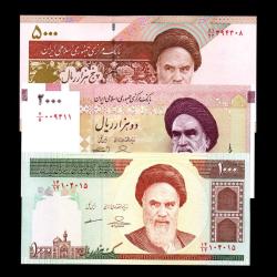 İRAN (1992-2018) - 1.000, 2.000, 5.000 Rials (3'lü SET - ÇİL 10/10)